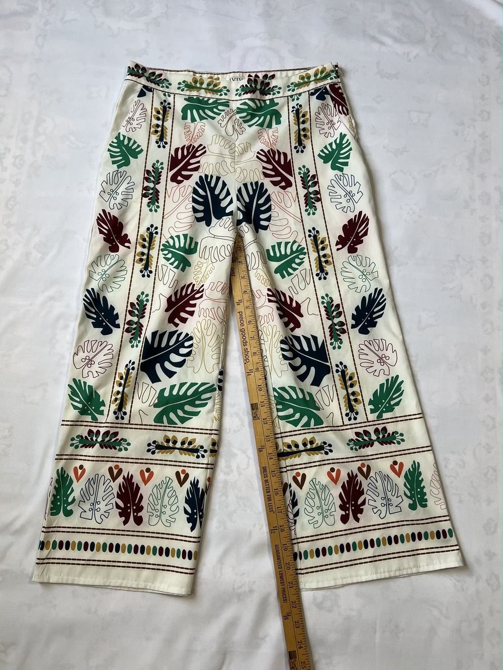 Cropped Ankle Leaf-Print Pants - Cream Multi - Picture 6 of 6